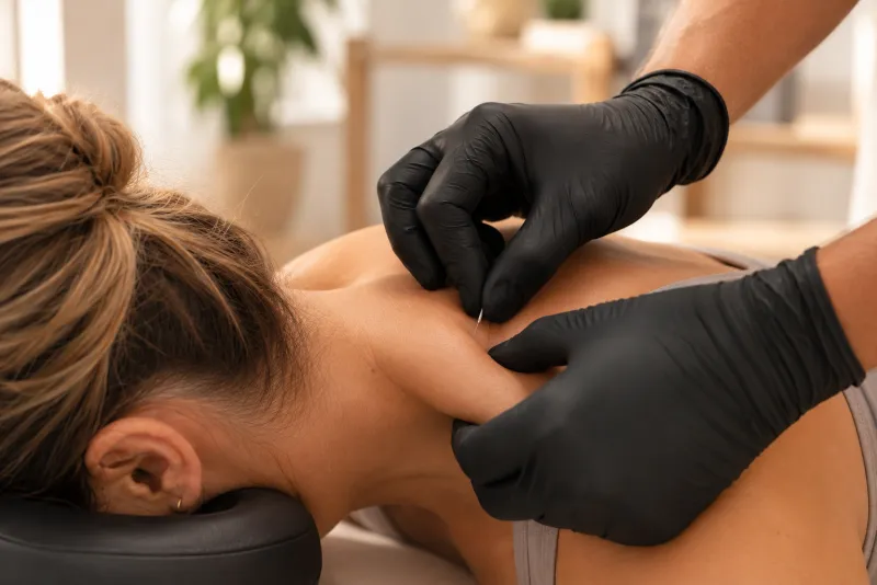Séance de dry needling sur la nuque